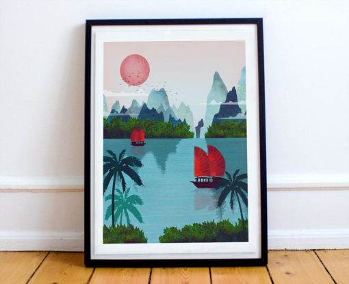 Vietnam Poster | Ho Chi Minh Print | Halong Bay | Vietnam Wall Art