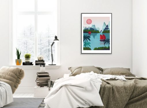 Vietnam Poster | Halong Bay Poster | Vietnam Wall Art | Asian Wall Art | Large Travel Poster