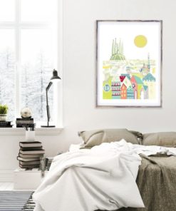 Barcelona Print | Barcelona Skyline | Spanish Wall Art | sagrada familia | Large Wall Art