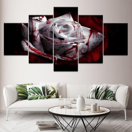 White Rose Wall Art, Blood Rose Canvas Art, White Blood Rose Wall Decor, Evil Canvas Art, Split Canvas, Large Framed Canvas Set, Poster