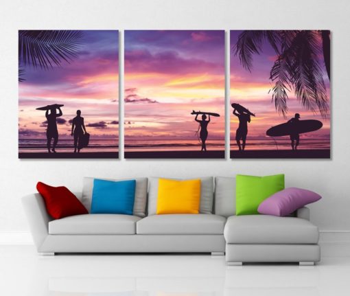 Surfing Panoramic Canvas Print Surfing Club Decor Surfer Gift Surfing Wall Art Tropical Decor Surfing Art Surfing Canvas Art Tropical Beach