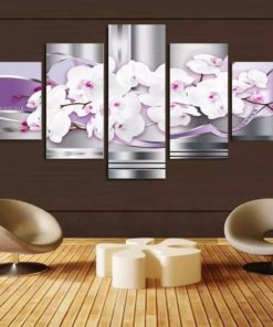 Flower Wall Art, Flower Canvas Art, Flower Painting,Multi Panel Wall Decor, Orchid Canvas Print,Floral Wall Art,Mural, Large Framed