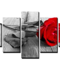 5 Pieces Red Rose Canvas Art For Your Home/Office Decor