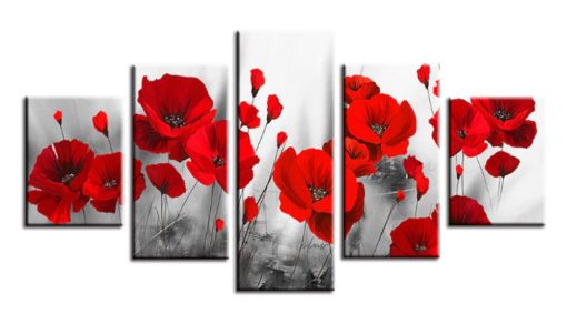 5 Pieces Bunch Red Rose Canvas Art For Your Home/Office Decor