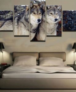 Wolf Canvas Art, Wolf Wall Art, Wolves 5 Piece Canvas Print, Wolf Wall Decor, Wolf Framed Canvas, Wolf wall Painting, Wolf   Decor