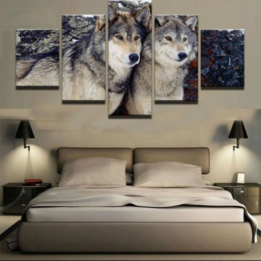 Wolf Canvas Art, Wolf Wall Art, Wolves 5 Piece Canvas Print, Wolf Wall Decor, Wolf Framed Canvas, Wolf wall Painting, Wolf   Decor