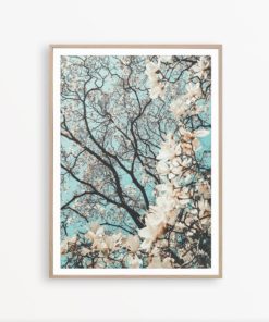 Sakura Print Floral Print Japanese Art Turquoise Wall Art Asian Decor Flower Bedroom Print Japanese Decor Modern Home Decor Blossom Tree Art