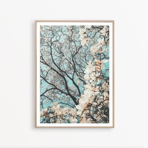 Sakura Print Floral Print Japanese Art Turquoise Wall Art Asian Decor Flower Bedroom Print Japanese Decor Modern Home Decor Blossom Tree Art