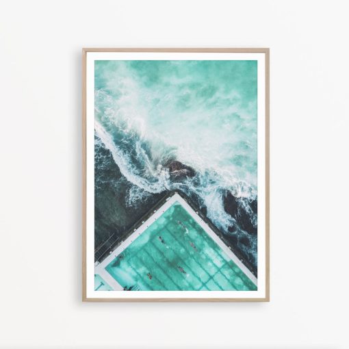 Bondi Beach Art Aqua Wall Decor Swimmers Print Turquoise Decor Australia Print Bondi Wall Art Sydney Print Beach Print Sea Blue Wall Art