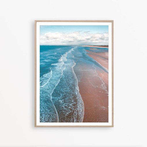 Aerial Beach Print Coastal Decor Tropical Print Ocean Wall Art Living Room Print Beach Photography Coastal Poster Pink and Blue Wall Art