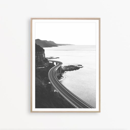 Road Photography Art Mountain Print Nature Wall Art Ocean Print Adventure Print Scandinavian Poster Black and White Wall Art Coastal Print