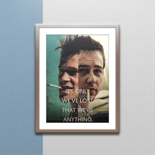 Fight Club Tyler Durden poster art print gift movie canvas quote sign wall decor the Narrator painting birthday where is my mind rules