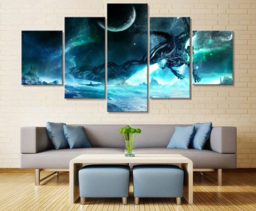 Dragon Wall Art, Enchanted Canvas Art, Mystic Dragon Wall Decor, Mystic Split Canvas, Multi Panel, Large Canvas Set, Framed Poster, Painting