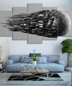 Soccer Wall Art, Soccer Canvas Art, Soccer ball Silver 5 Piece Canvas Print, Soccer Wall Decor, Soccer Themed Decor, Soccer Room Art, Framed