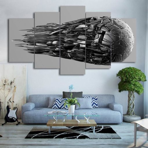 Soccer Wall Art, Soccer Canvas Art, Soccer ball Silver 5 Piece Canvas Print, Soccer Wall Decor, Soccer Themed Decor, Soccer Room Art, Framed