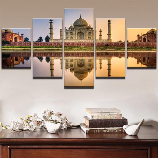 Taj Mahal Canvas Art, Taj Mahal Wall Art, Taj Mahal Wall Decor, Taj Mahal 5 Piece Canvas Print, Taj Mahal Framed Canvas Art
