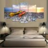 Canoe Wall Art, Canoe Canvas Art, Canoe Painting, Canoeing Wall Decor, Canoeing Landscape Mural, Split Canvas, Multi Panels, Framed