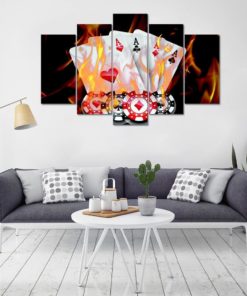 Poker Wall Art, Poker Canvas Art, Poker Wall Decor, Poker 5 Piece Canvas Print, Poker Game Decor, Framed Wall Poster