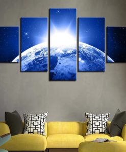 Planet Earth Wall Art, Universe Canvas Art, Solar System Wall Decor, Milky Way Canvas Set, Split Canvas, Multi Panel, Large Framed Poster