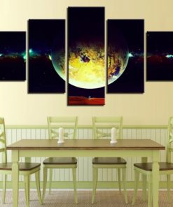 Planet Wall Art, Universe Canvas Art, Solar System Wall Decor, Astronomy, Milky Way Canvas Set, Split Canvas, Multi Panel, Framed Poster