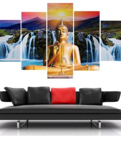 Buddha Spiritual Peaceful Dharma Meditation Nirvana 5 Piece Canvas Home Decor Buddhism Buddhist Zen Wall Art Print Panel Poster Wall Hanging