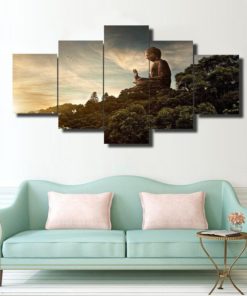 Buddha Spiritual Peaceful Dharma Meditation Nirvana 5 Piece Canvas Home Decor Buddhism Buddhist Zen Wall Art Print Panel Poster Wall Hanging
