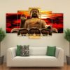 Buddha Spiritual Peaceful Dharma Meditation Nirvana 5 Piece Canvas Home Decor Buddhism Buddhist Zen Wall Art Print Panel Poster Wall Hanging