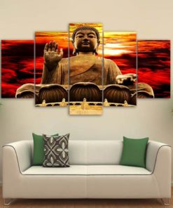Buddha Spiritual Peaceful Dharma Meditation Nirvana 5 Piece Canvas Home Decor Buddhism Buddhist Zen Wall Art Print Panel Poster Wall Hanging
