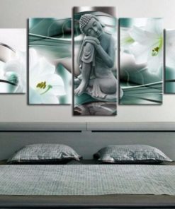Buddha Spiritual Peaceful Dharma Meditation Nirvana 5 Piece Canvas Home Decor Buddhism Buddhist Zen Wall Art Print Panel Poster Wall Hanging