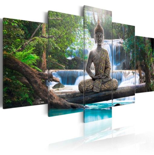 Buddha Spiritual Peaceful Dharma Meditation Nirvana 5 Piece Canvas Home Decor Buddhism Buddhist Zen Wall Art Print Panel Poster Wall Hanging