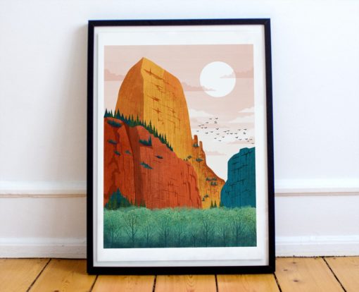 Zion National Park Print | Utah Art | National Park Print | Travel Poster