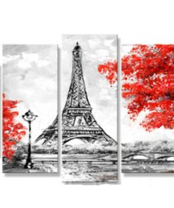 5 Pieces Eiffel Tower Black&White Red Color Canvas Art For Your Home/Office Decor