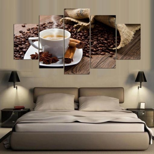 Coffee Wall Art, Coffe Wall Decor, Coffee Canvas Art, Coffee Beans 5 Piece Canvas Print , Coffee Wall Painting, Coffee Framed Artwork