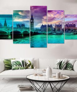 Blurry London Art, Custom Artwork, Canvas Wall Art, Large Wall Art, 5 Piece Art, Home Decor