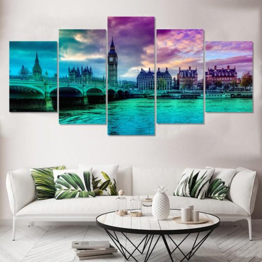 Blurry London Art, Custom Artwork, Canvas Wall Art, Large Wall Art, 5 Piece Art, Home Decor