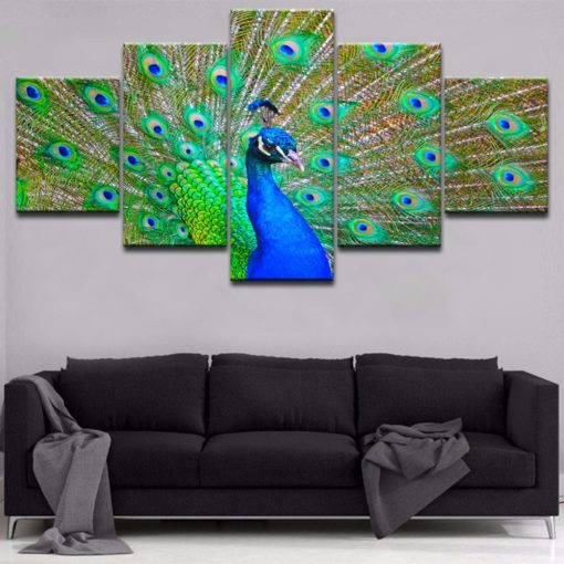 Premium Peacock Wall Art, Peacock Canvas Art, Peacock Wall Decor, Peacock 5 Piece Canvas , Peacock Canvas Painting, Colorful Split Canvas