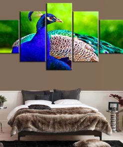 Premium Quality Peacock Wall Art, Beautiful Canvas Art, Peacock Wall Decor, 5 Piece Canvas , Large Canvas Painting, Colorful Split Canvas