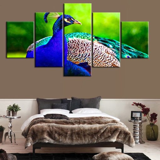 Premium Quality Peacock Wall Art, Beautiful Canvas Art, Peacock Wall Decor, 5 Piece Canvas , Large Canvas Painting, Colorful Split Canvas