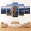 Wolf Canvas Art, Wolf Wall Art,White Wolf, Wolf in the Mountains 5 Piece Canvas Print, Wolf Framed Canvas Art