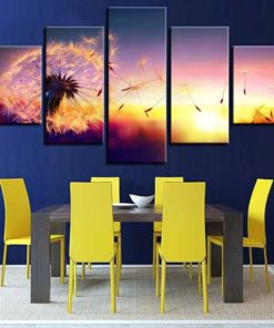 Sunset Wall Art, Dandelion, Canvas Art, Multi Panels, Living Room, Office Decor