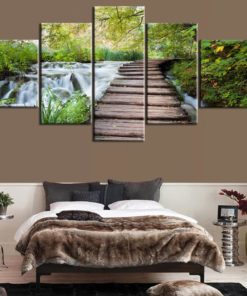 Waterfall Wall Art, Waterfall Canvas Art, Bridge Wall Art, Bridge Painting, Lanscape Wall Art, Multi Panels, Split Canvas, Mural, Framed