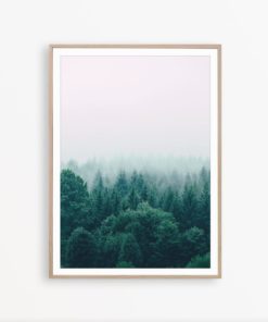 Forest Photography Green and Pink Print Foggy Forest Poster Landscape Art Large Wall Art Nordic Print Landscape Poster Nature Wall Art