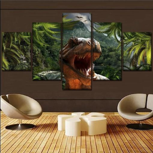 Dinosaur Wall Art, T Rex Canvas Art, Dinosaur Lover, Reptile, Wall Decor, Kids Bedroom Decor, Print, Poster, Framed, Canvas Set