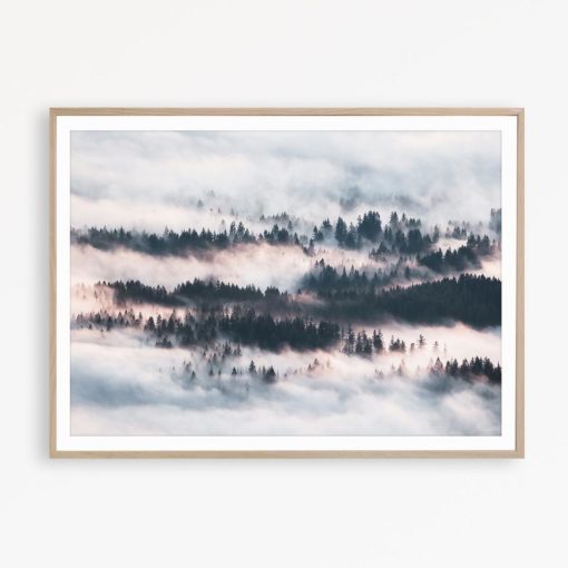 Scandinavian Print Foggy Forest Poster Modern Wall Decor Forest Print Living Room Art Scandinavian Poster Forest Art Living Room Wall Decor