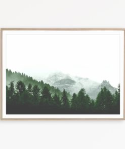 Foggy Forest Wall Art Mountain Poster Living Room Wall Art Greenery Print Green Wall Art Forest Art Scandinavian Print Nordic Art
