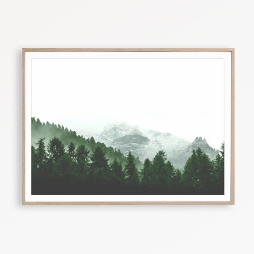 Foggy Forest Wall Art Mountain Poster Living Room Wall Art Greenery Print Green Wall Art Forest Art Scandinavian Print Nordic Art