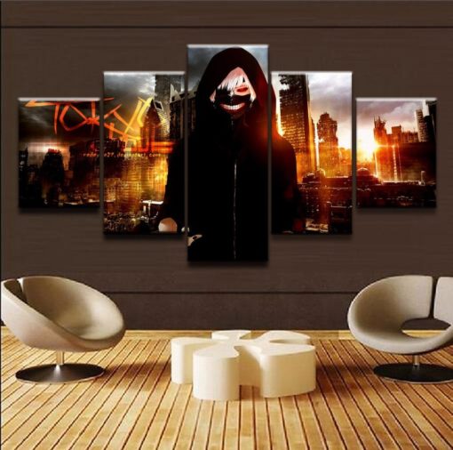 Tokyo Ghoul Ken Kaneki Rize Kamishiro Touka Kirishima Arima 5 Piece Manga Anime Canvas Home Decor Wall Art Poster Print Panel Wall Hanging