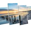 Whitby Beach Yorkshire SUNSET CANVAS ART Framed Picture