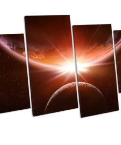 EARTH MOON SPACE Picture Canvas Wall Art Print