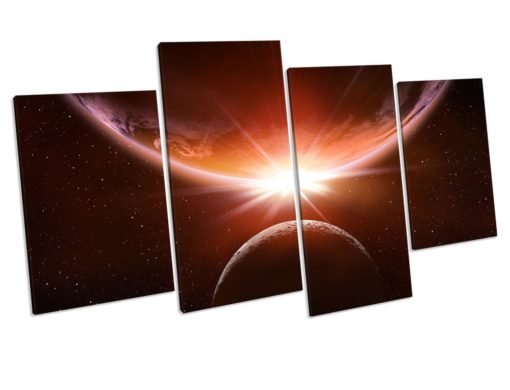 EARTH MOON SPACE Picture Canvas Wall Art Print